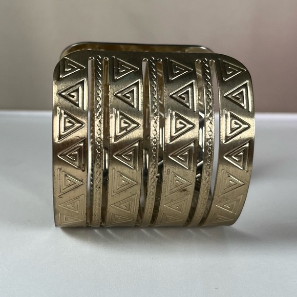 Gold Geometric Cuff Bracelet - Picture 6 of 8